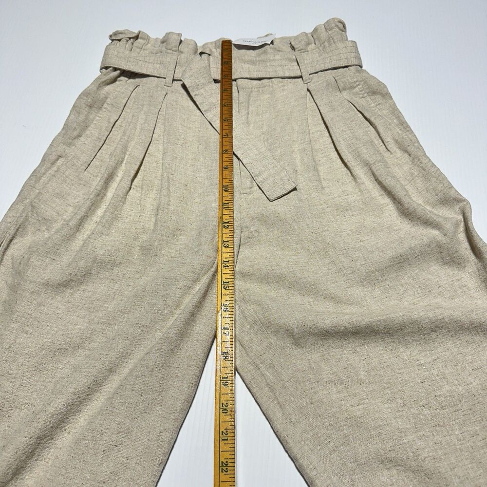 Banana Republic Linen Blend Pants Size 4 Women’s Wide Leg Beige Paperbag NWT - Picture 9 of 10